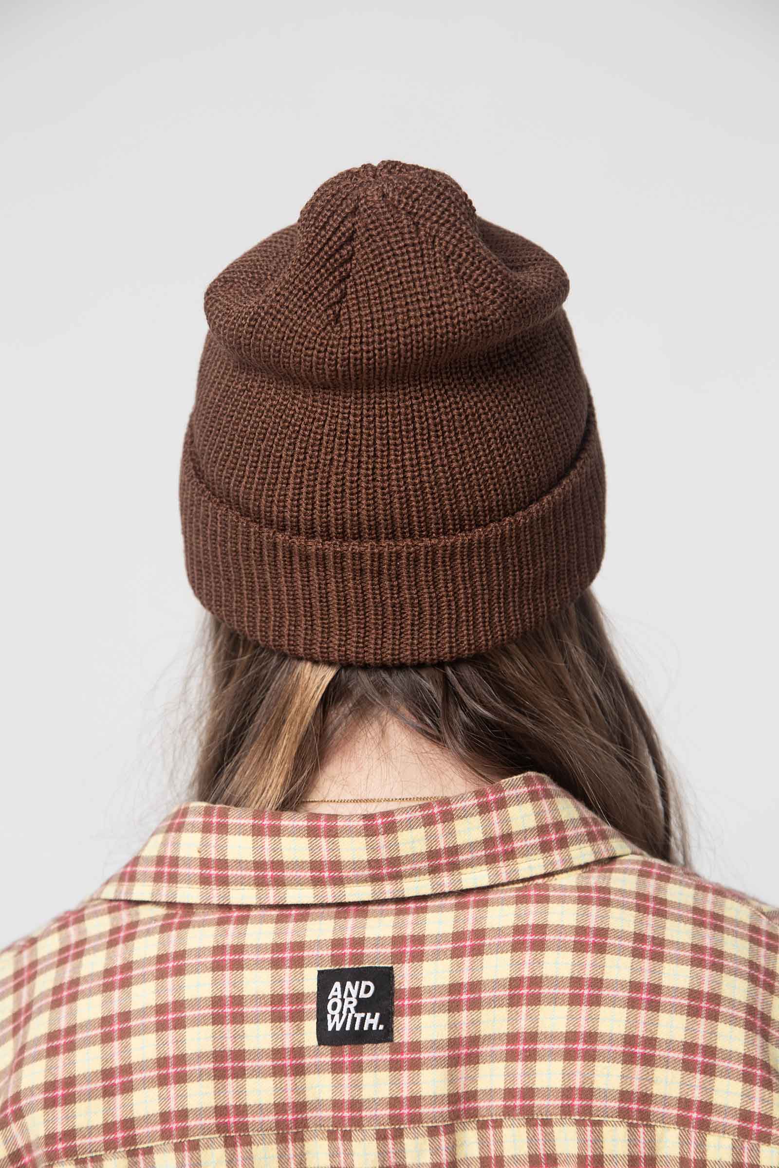 unisex-brown-wool-beanie-andorwith-surf-skate-wear