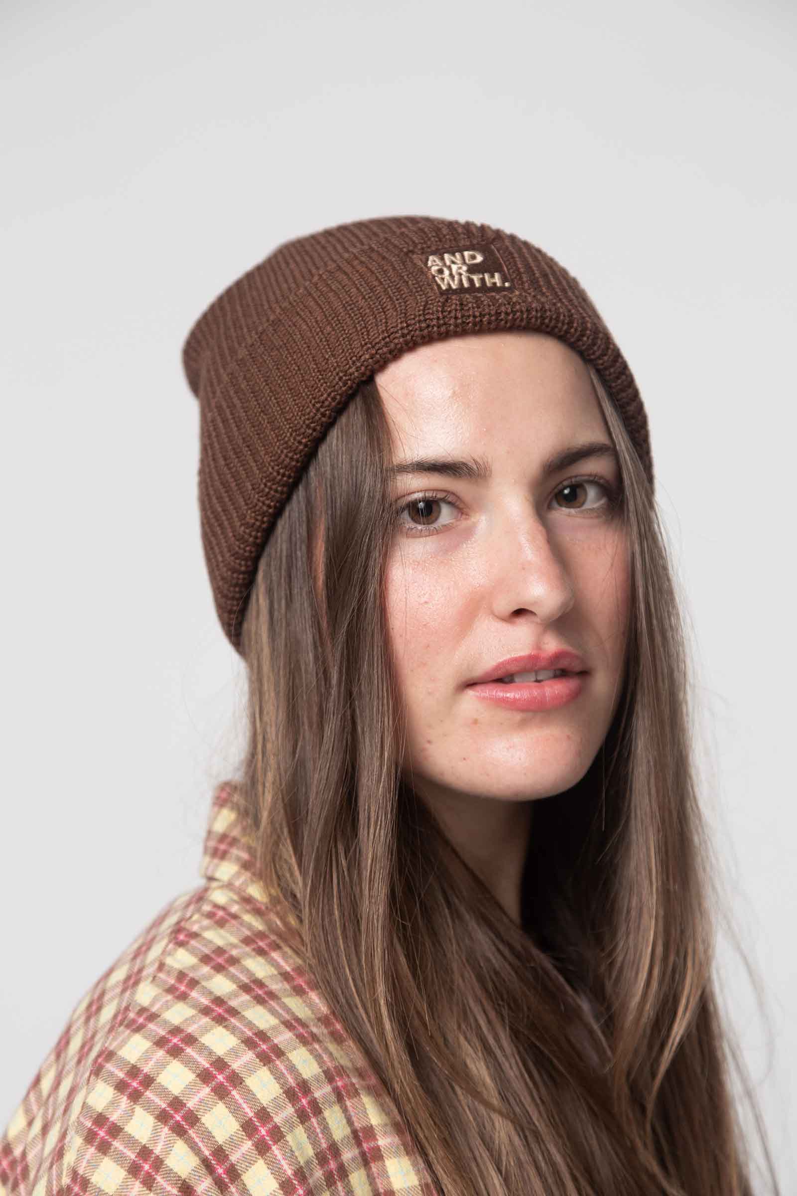 unisex-brown-wool-beanie-andorwith-surf-skate-wear