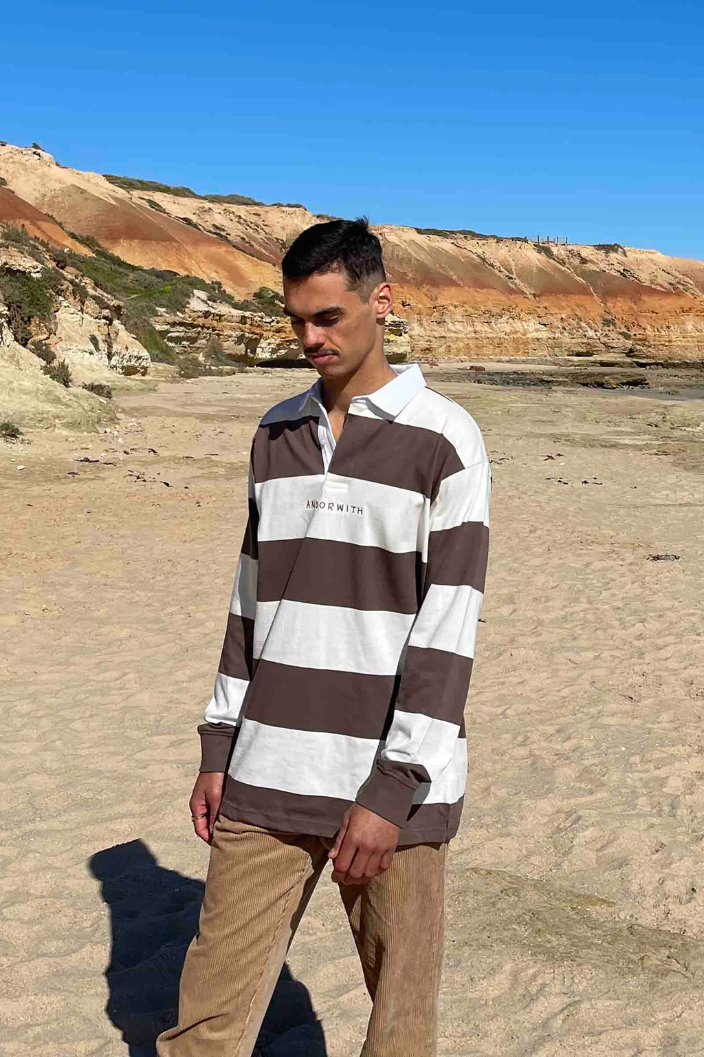 unisex-rugby-top-brown-cream-stripe-andorwith-surf-skate-wear