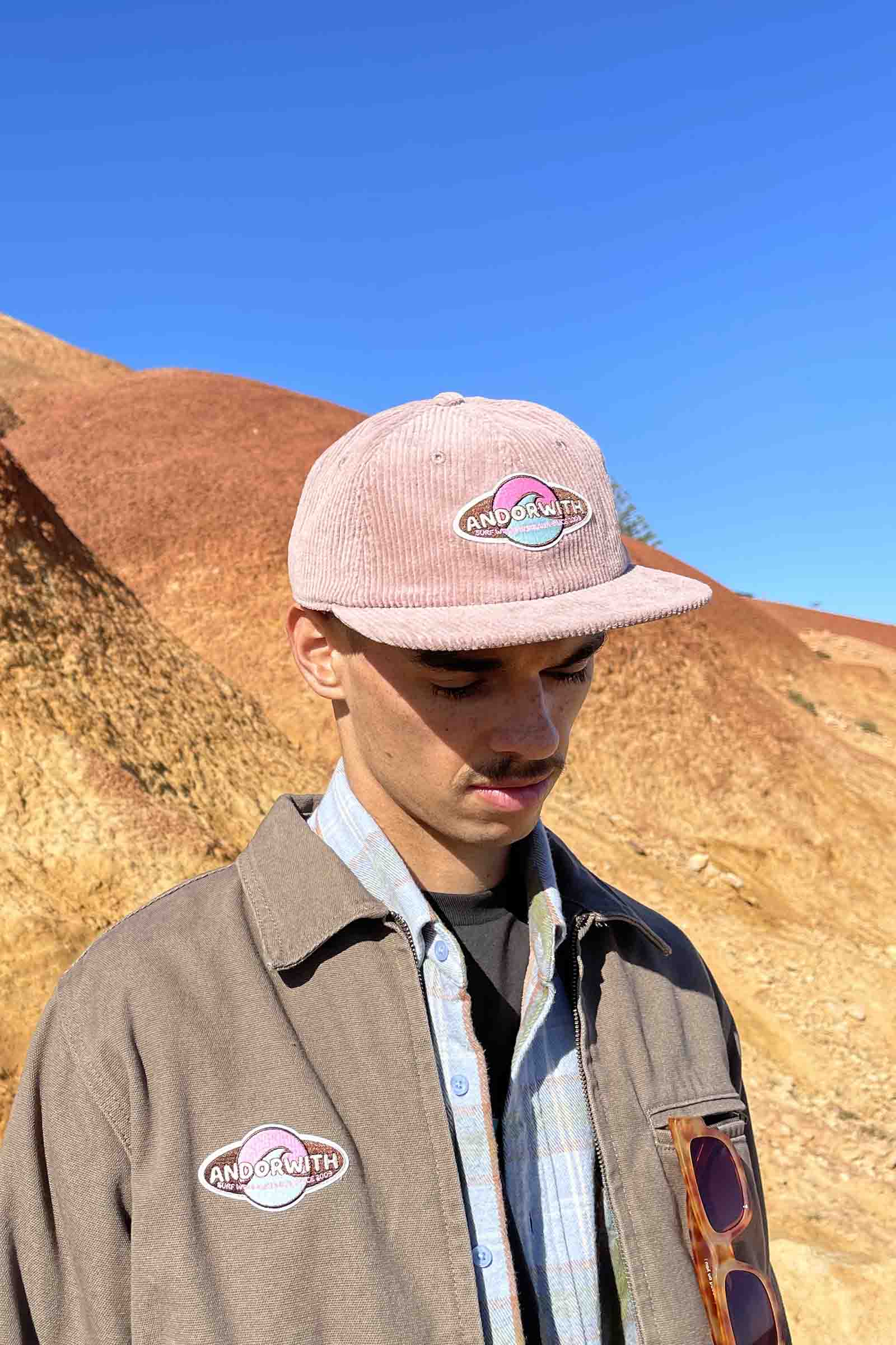 corduroy-faded-pink-hat-andorwith-surf-skate-wear