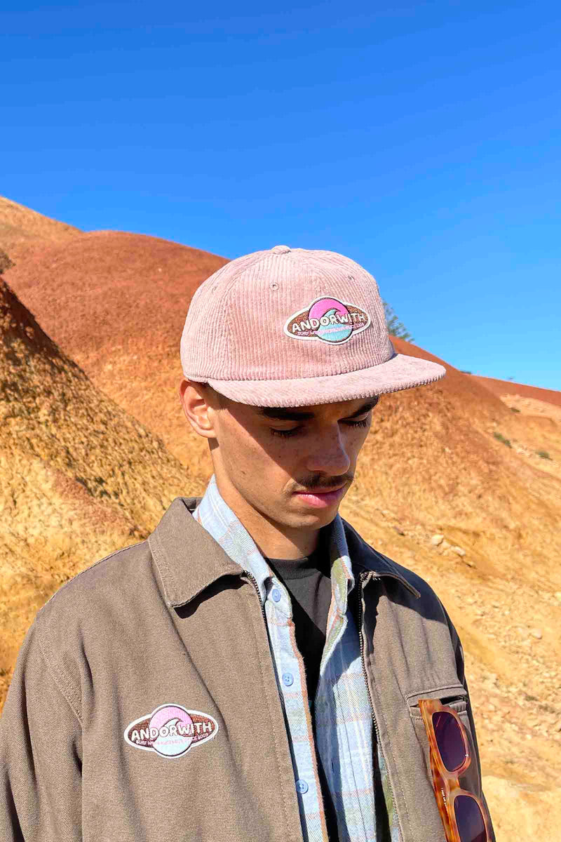 corduroy-faded-pink-hat-andorwith-surf-skate-wear