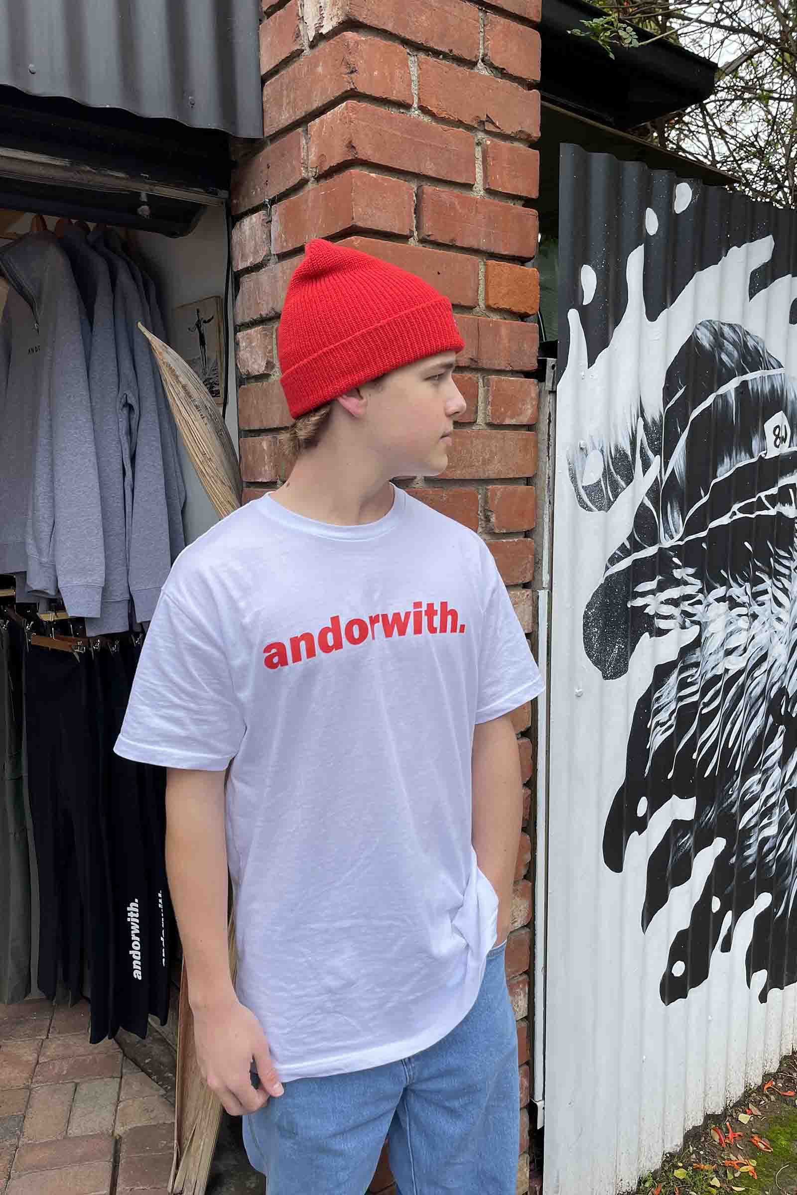 unisex-white-tshirt-andorwith-surf-skate-wear