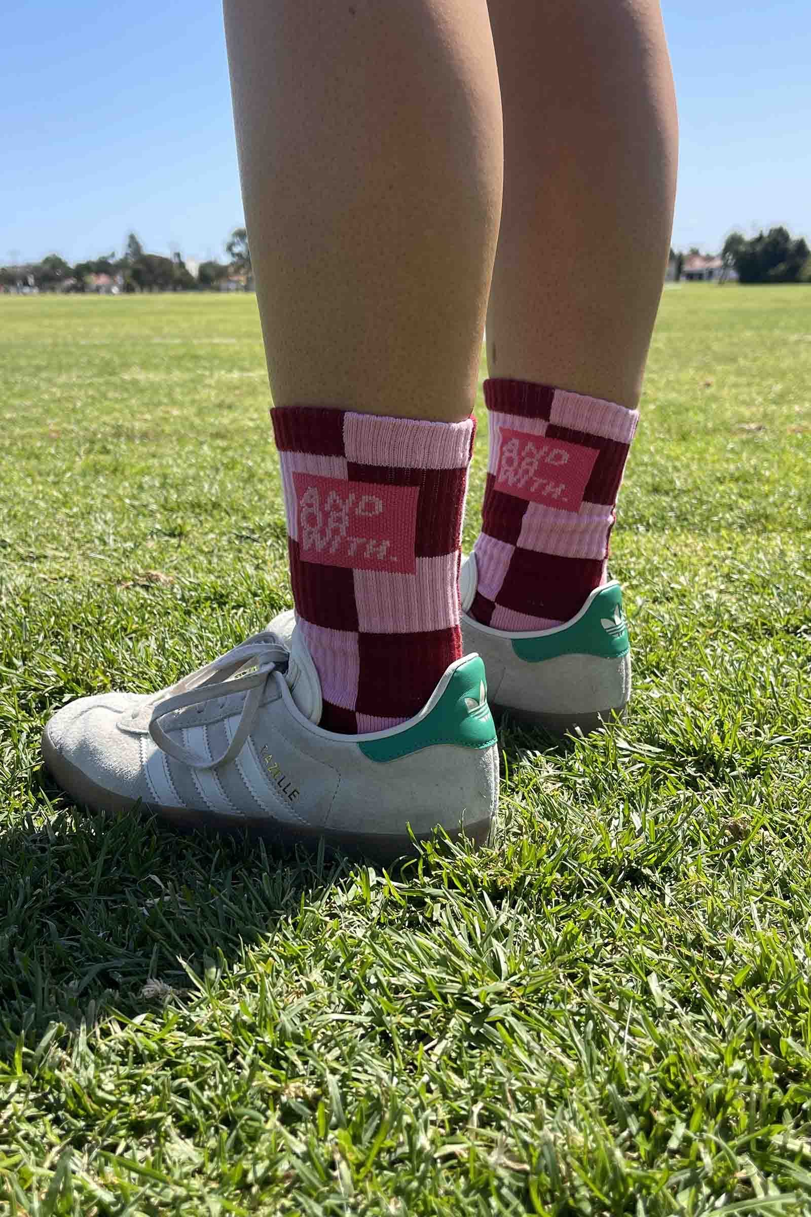 Checkered Socks Maroon/Pink