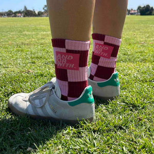 Checkered Socks Maroon/Pink