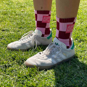 Checkered Socks Maroon/Pink