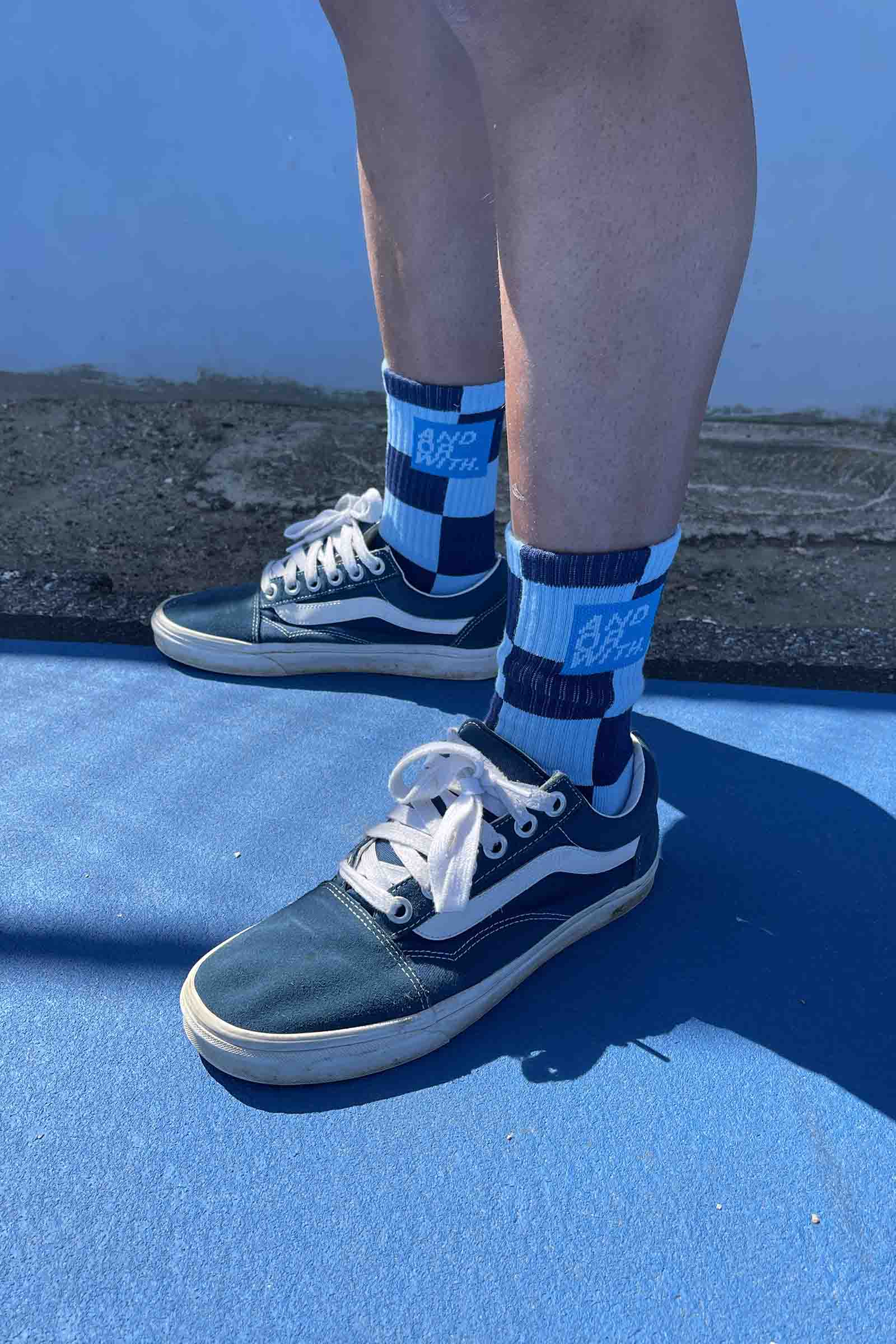 Checkered Socks Baby Blue/Navy