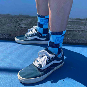 Checkered Socks Baby Blue/Navy