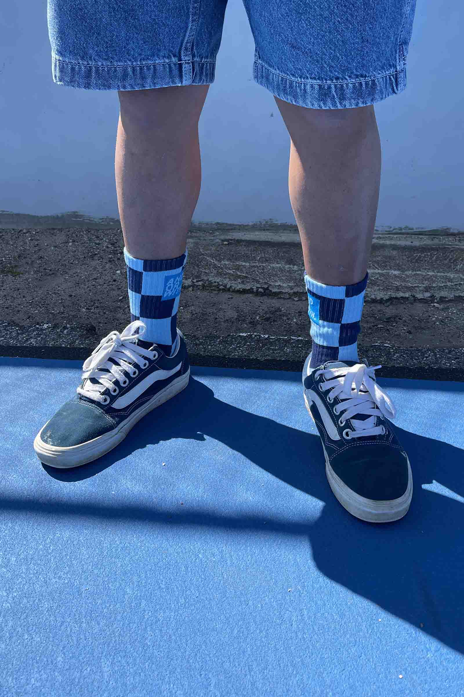 Checkered Socks Baby Blue/Navy