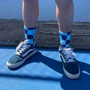 Checkered Socks Baby Blue/Navy