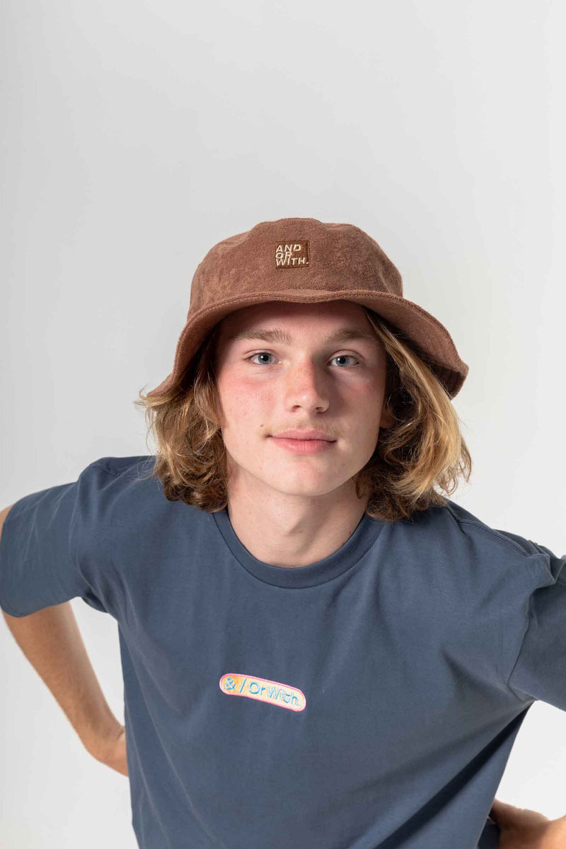 unisex-brown-terry-towlling-bucket-hat-andorwith-surf-skate-wear
