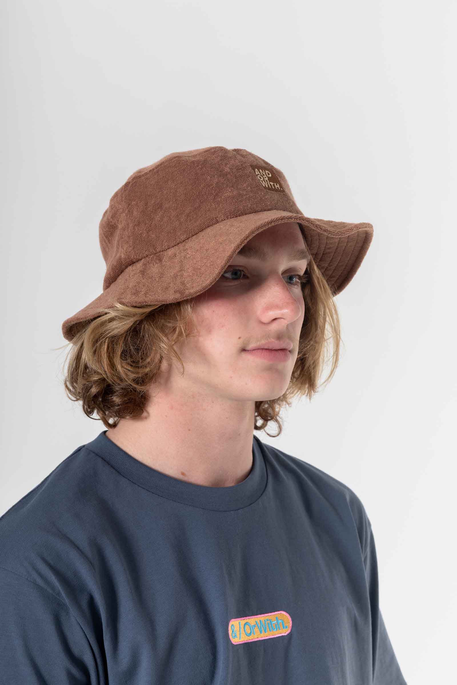 unisex-brown-terry-towlling-bucket-hat-andorwith-surf-skate-wear