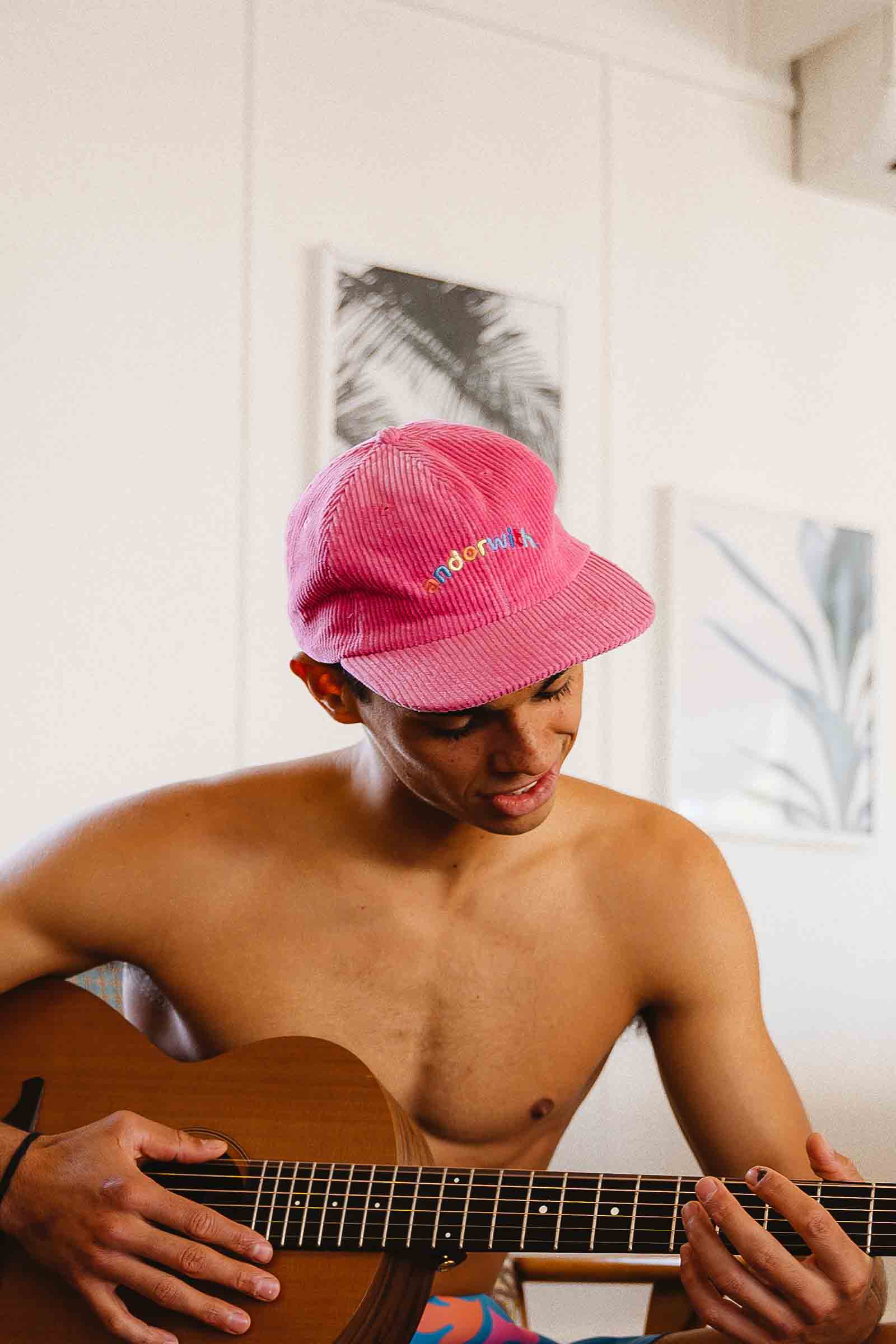 pink-corduroy-baseball-cap-andorwith-surf-skate-wear-Australia