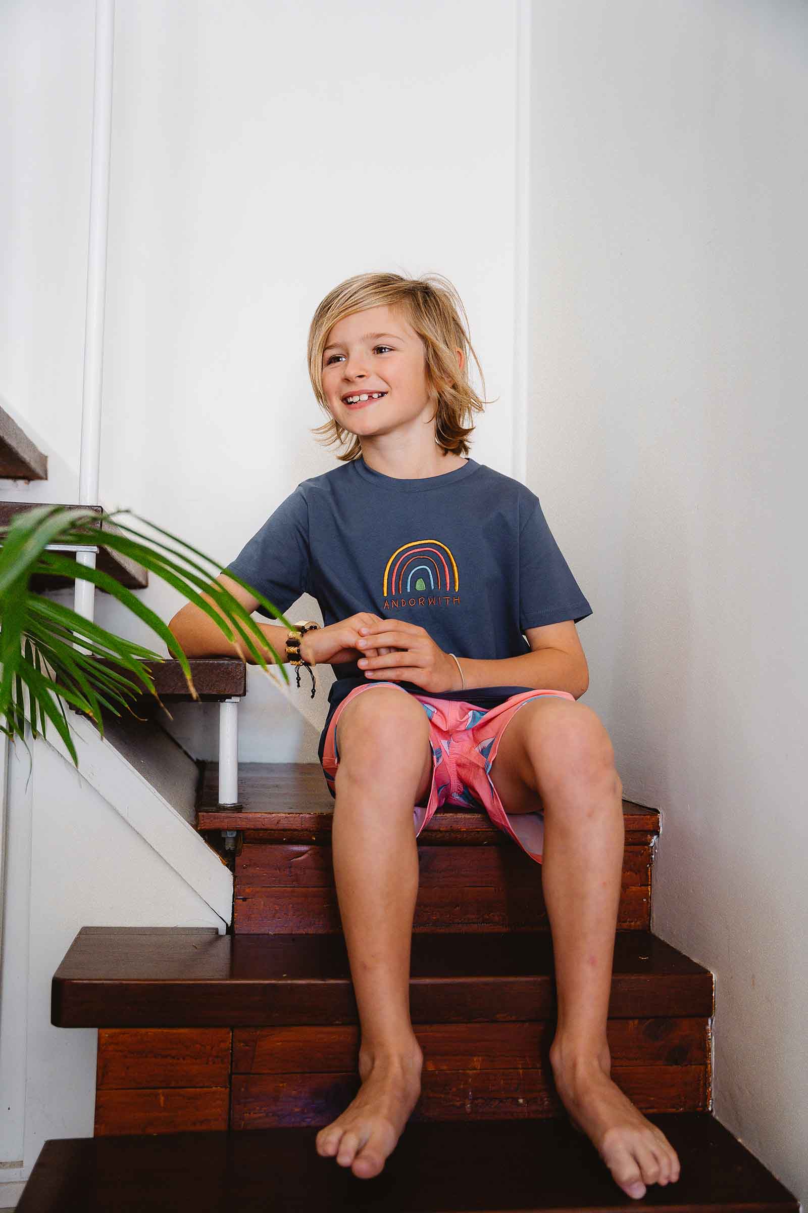 Kids/Youth Rainbow Tee Petrol Blue