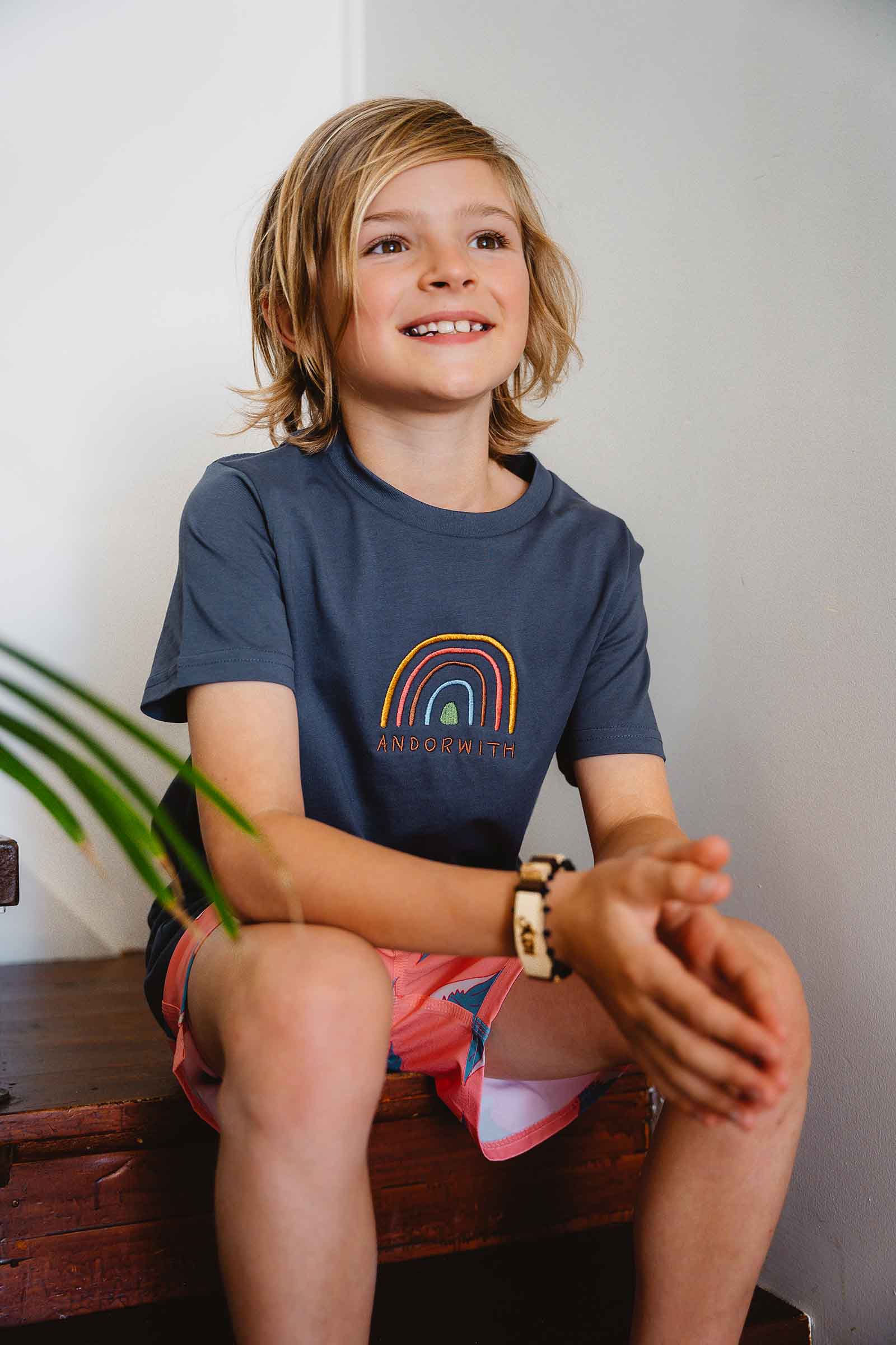 Kids/Youth Rainbow Tee Petrol Blue