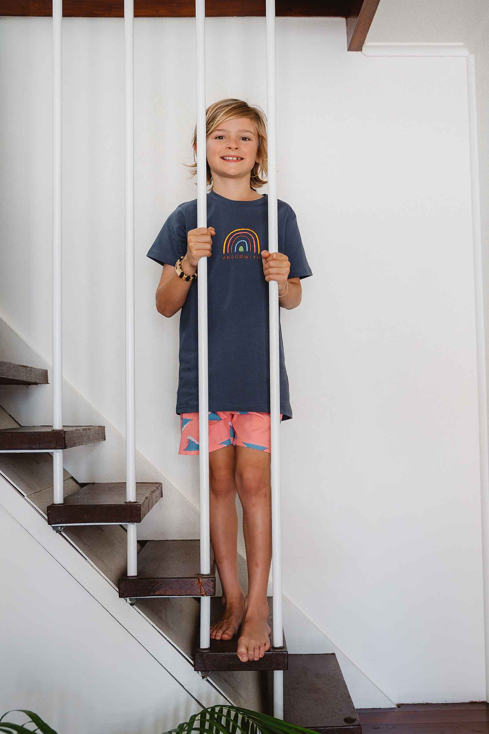 Kids/Youth Rainbow Tee Petrol Blue