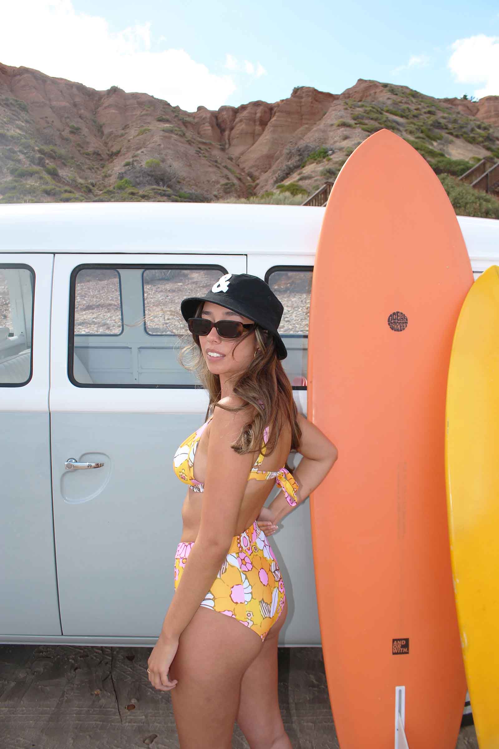 Flower Power High Bikini Bottom Yellow