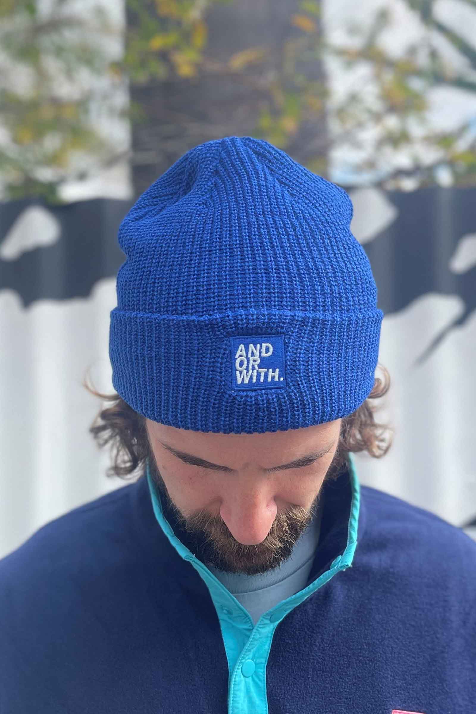 unisex-blue-wool-beanie-andorwith-surf-skate-wear