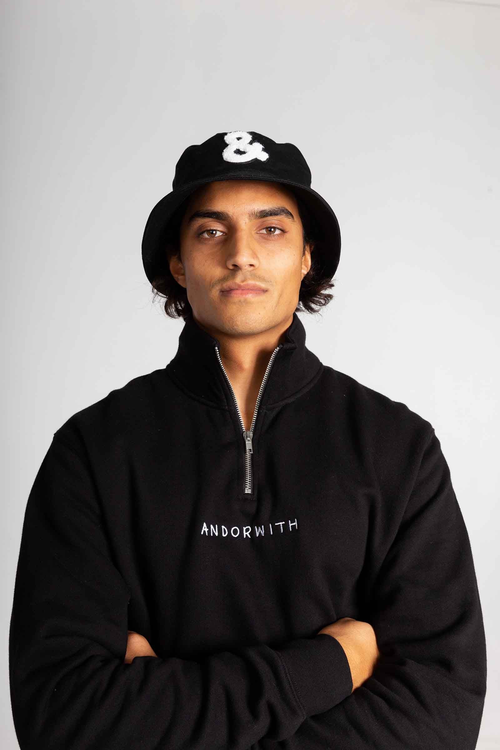 unisex-black-bucket-hat-andorwith-surf-skate-wear