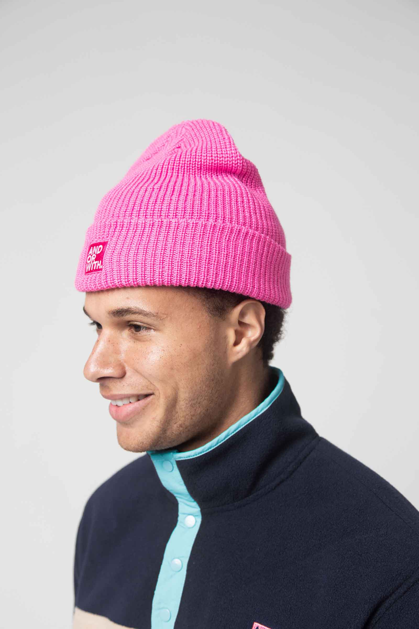 unisex-pink-wool-beanie-andorwith-surf-skate-wear