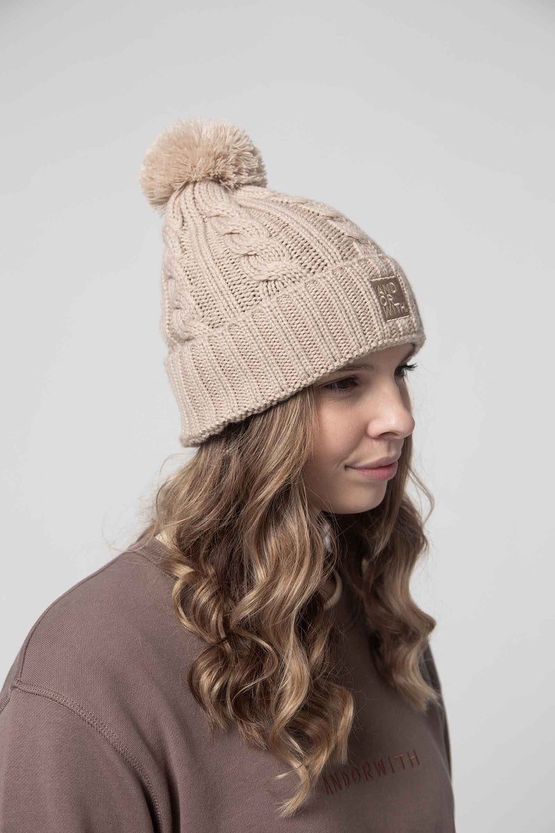unisex-cable-knit-tan-wool-beanie-andorwith-surf-skate-wear